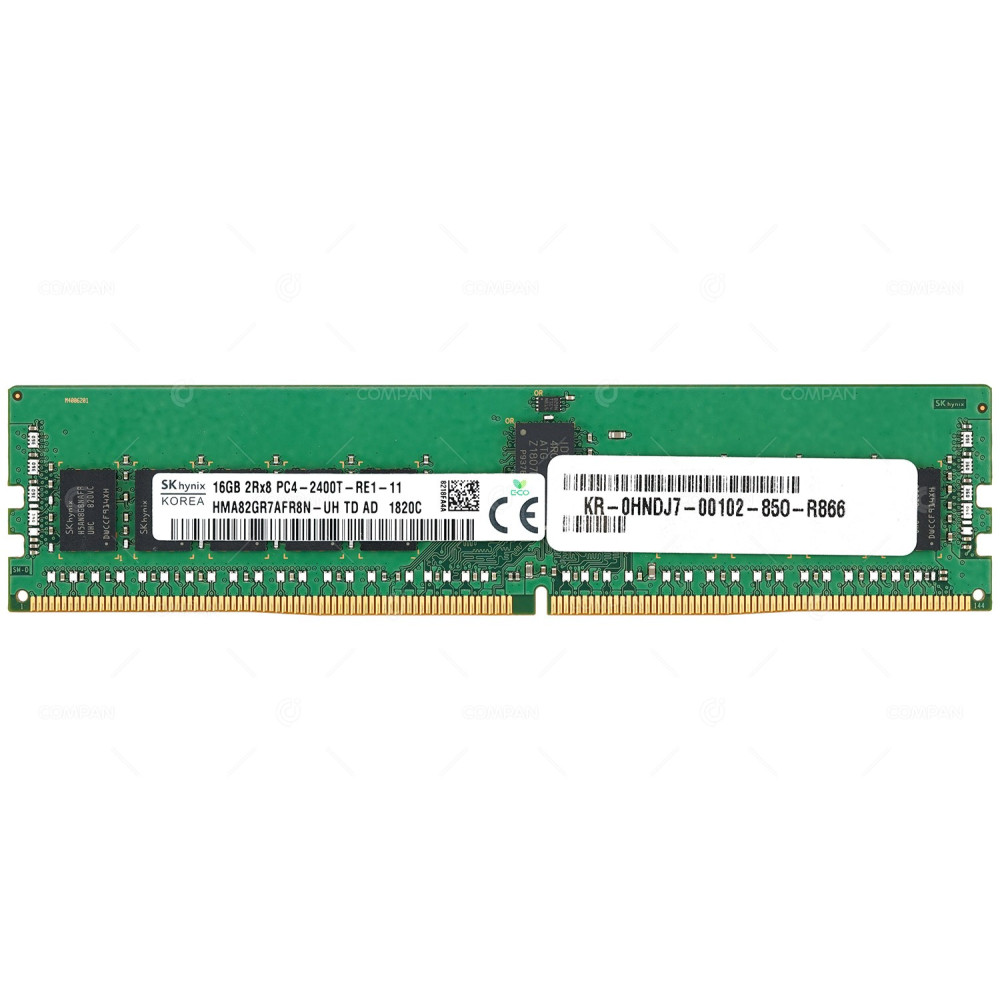 HNDJ7 DELL DDR4 16GB 2RX8 PC4-19200 2400MHZ RDIMM CAS 17-17-17